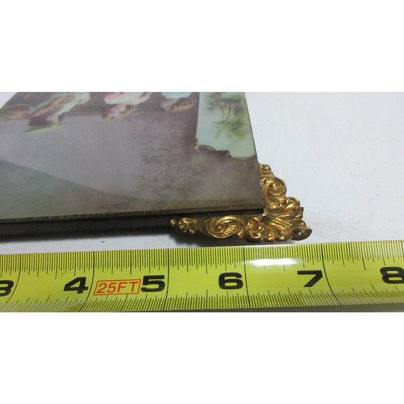 Antique Lithograph Victorian 4 Young Girls Glass Ornate Frame Wood Back 9" x 7" - Picture 7 of 7